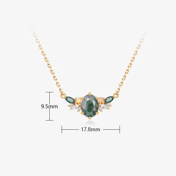 Olivenorma Natural Moss Agate Flower Crown Shape Necklace - image 5