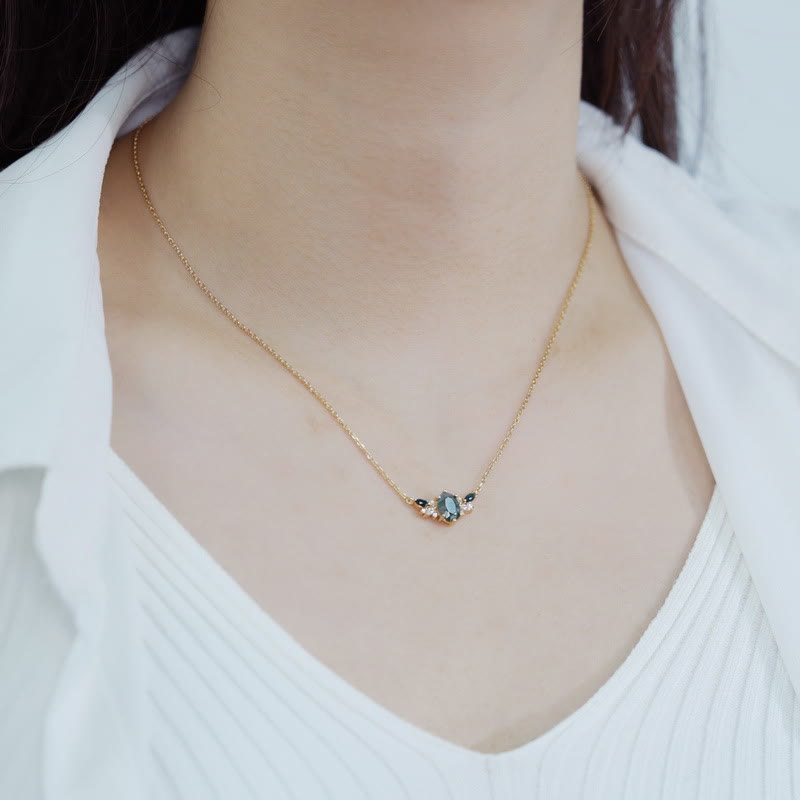 Olivenorma Natural Moss Agate Flower Crown Shape Necklace - image 1