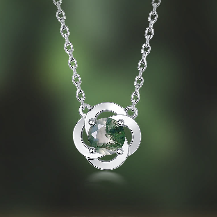 Olivenorma Moss Agate Four-Leaf Clover Pendant Necklace - image 1