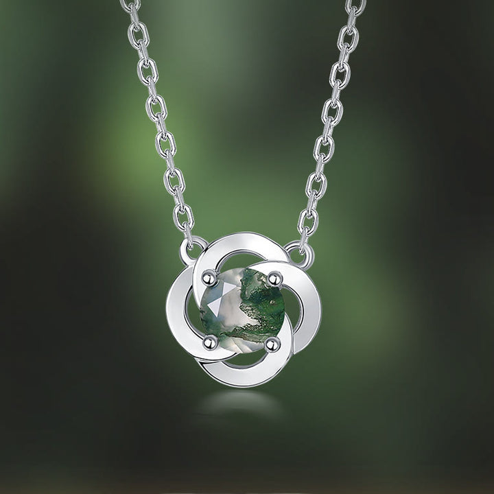 Olivenorma Moss Agate Four-Leaf Clover Pendant Necklace - image 1