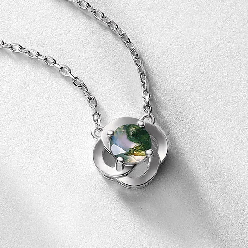Olivenorma Moss Agate Four-Leaf Clover Pendant Necklace - image 2