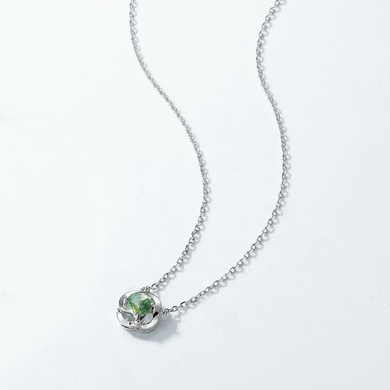 Olivenorma Moss Agate Four-Leaf Clover Pendant Necklace - image 3
