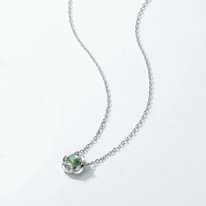 Olivenorma Moss Agate Four-Leaf Clover Pendant Necklace - image 3