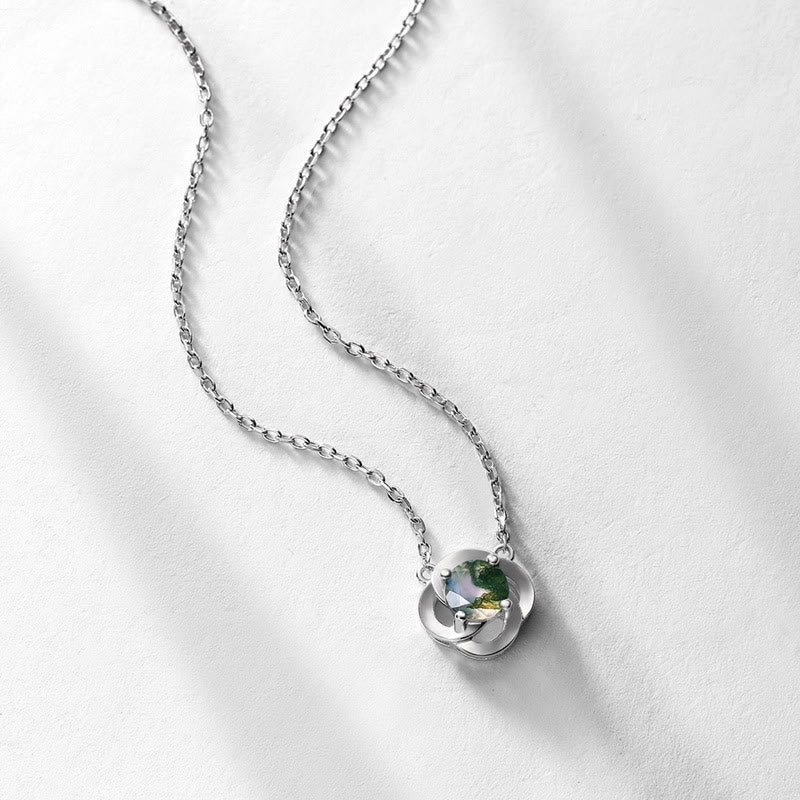 Olivenorma Moss Agate Four-Leaf Clover Pendant Necklace - image 4