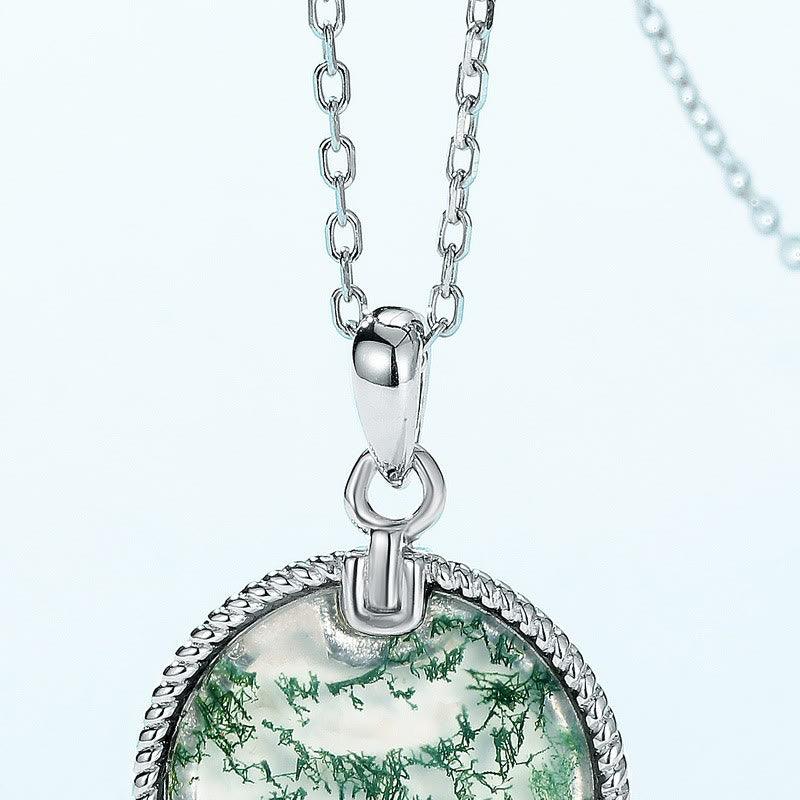 Olivenorma Natural Moss Agate Round Pendant Necklace - image 4