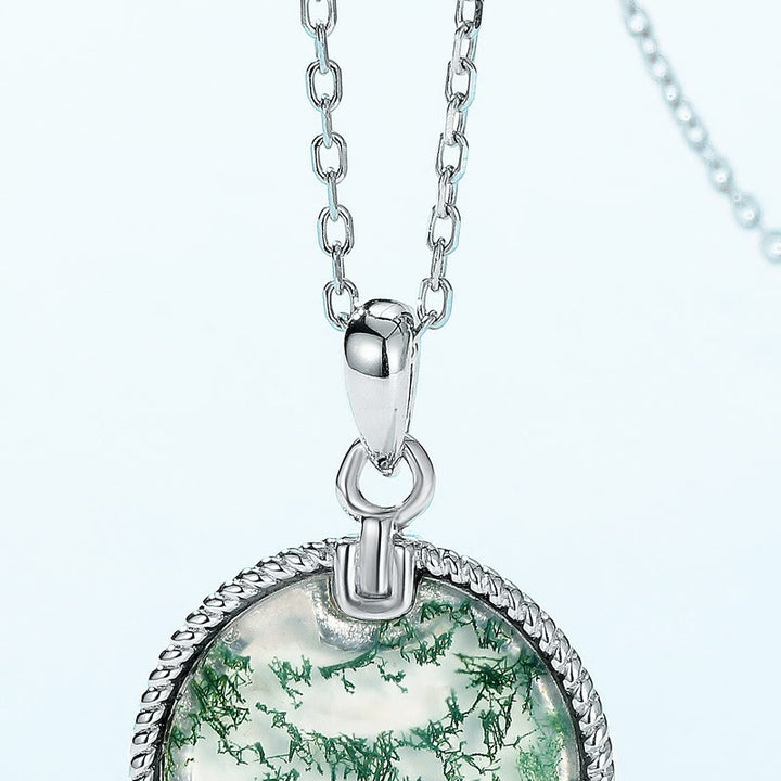 Olivenorma Natural Moss Agate Round Pendant Necklace - image 4