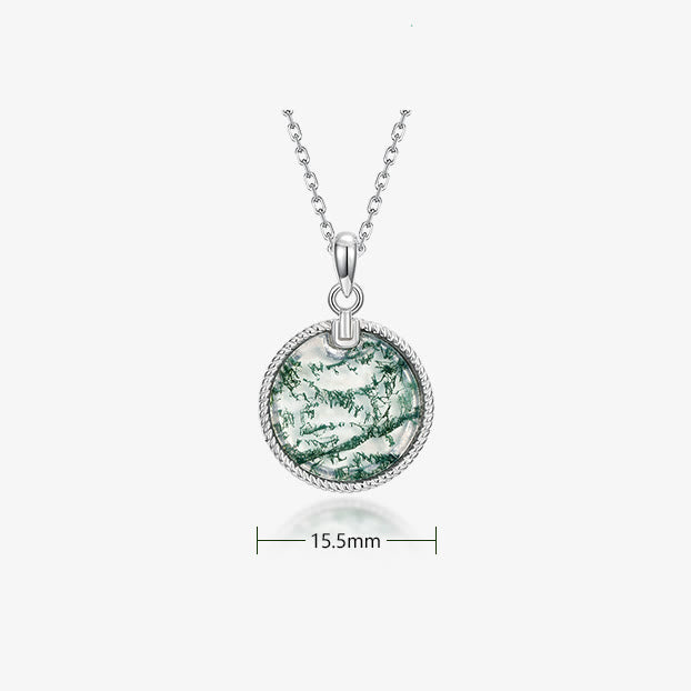 Olivenorma Natural Moss Agate Round Pendant Necklace - image 5