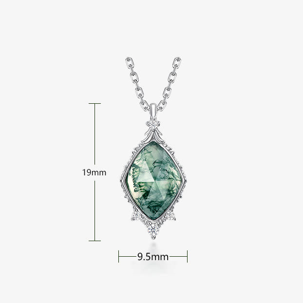 Olivenorma Natural Moss Agate Square Cut Pendant Necklace - image 4