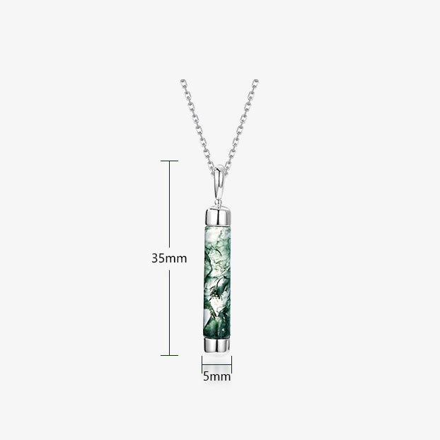 Olivenorma Natural Moss Agate Cylindrical Pendant Necklace - image 6