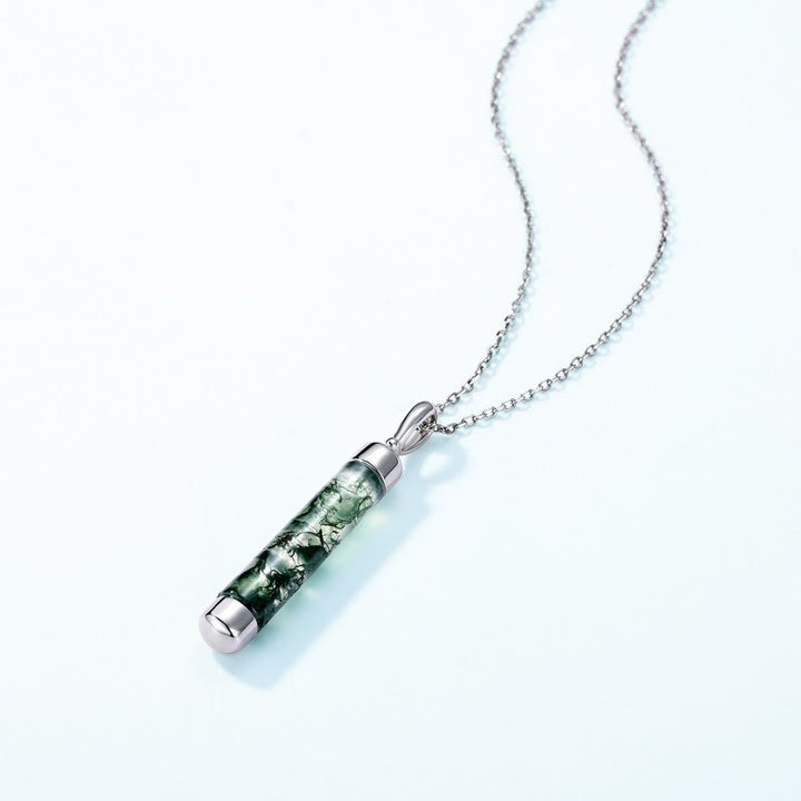 Olivenorma Natural Moss Agate Cylindrical Pendant Necklace - image 3
