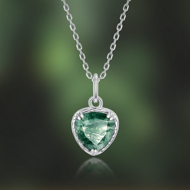 Olivenorma Natural Moss Agate Heart Pendant Necklace - image 1