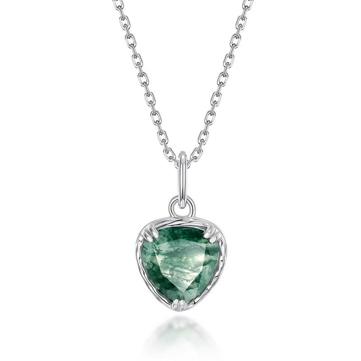 Olivenorma Natural Moss Agate Heart Pendant Necklace - Moss Agate - image 0