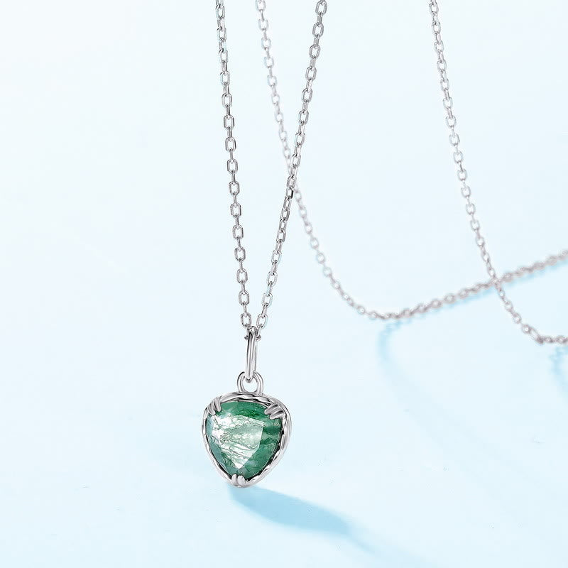 Olivenorma Natural Moss Agate Heart Pendant Necklace - image 3