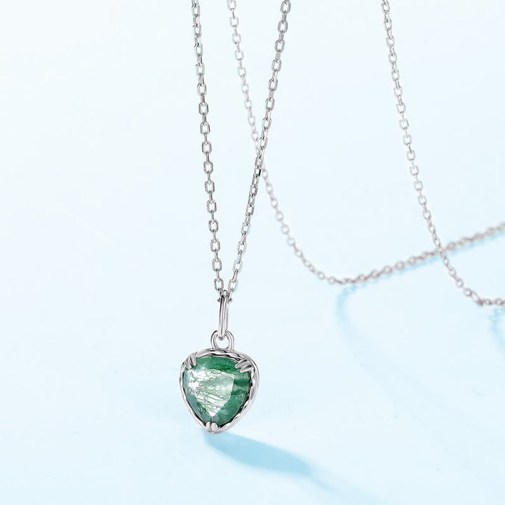 Olivenorma Natural Moss Agate Heart Pendant Necklace - image 3