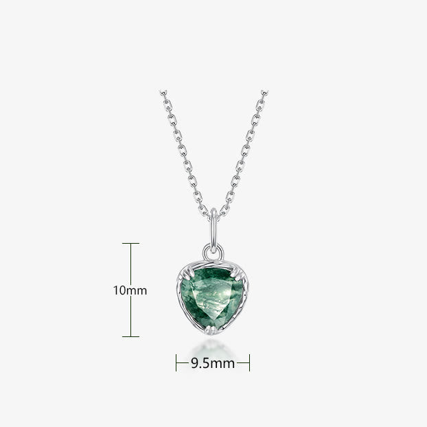 Olivenorma Natural Moss Agate Heart Pendant Necklace - image 4