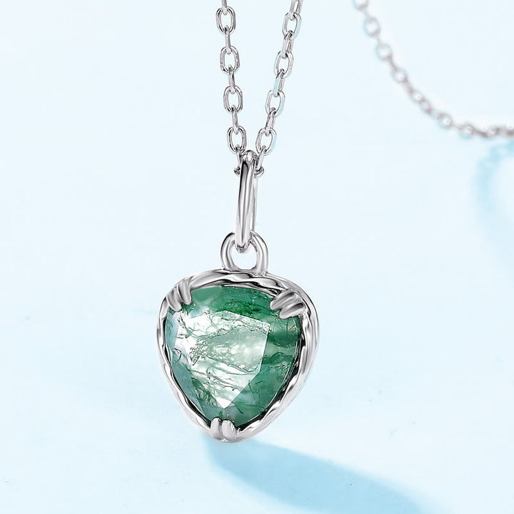 Olivenorma Natural Moss Agate Heart Pendant Necklace - image 2