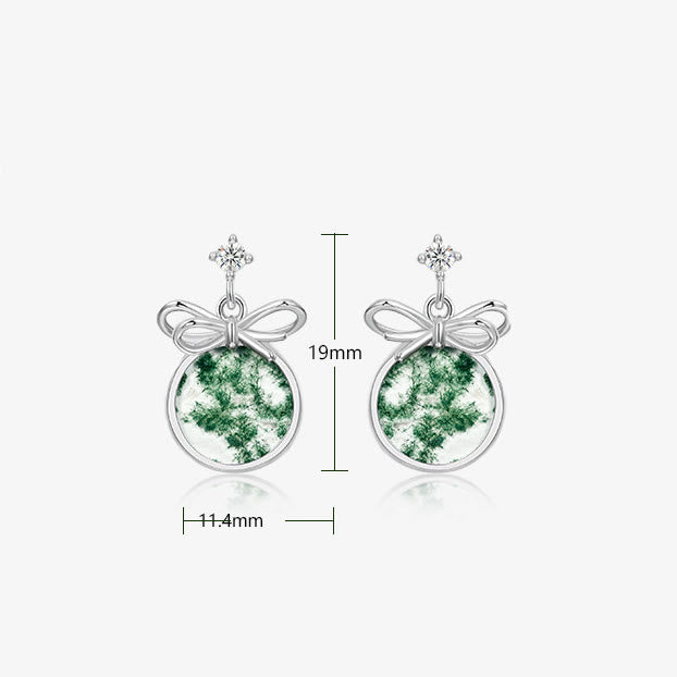 Olivenorma Natural Moss Agate Bow Earrings - image 5