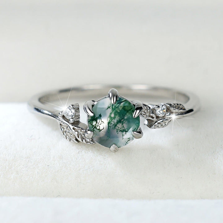 Olivenorma Natural Moss Agate Leaf Wrap Ring - US 10 - image 0