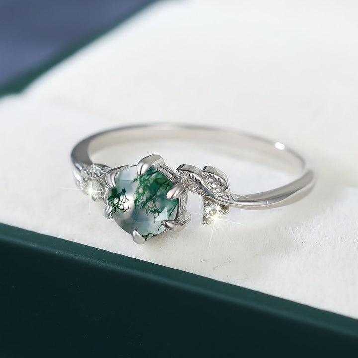 Olivenorma Natural Moss Agate Leaf Wrap Ring - image 2