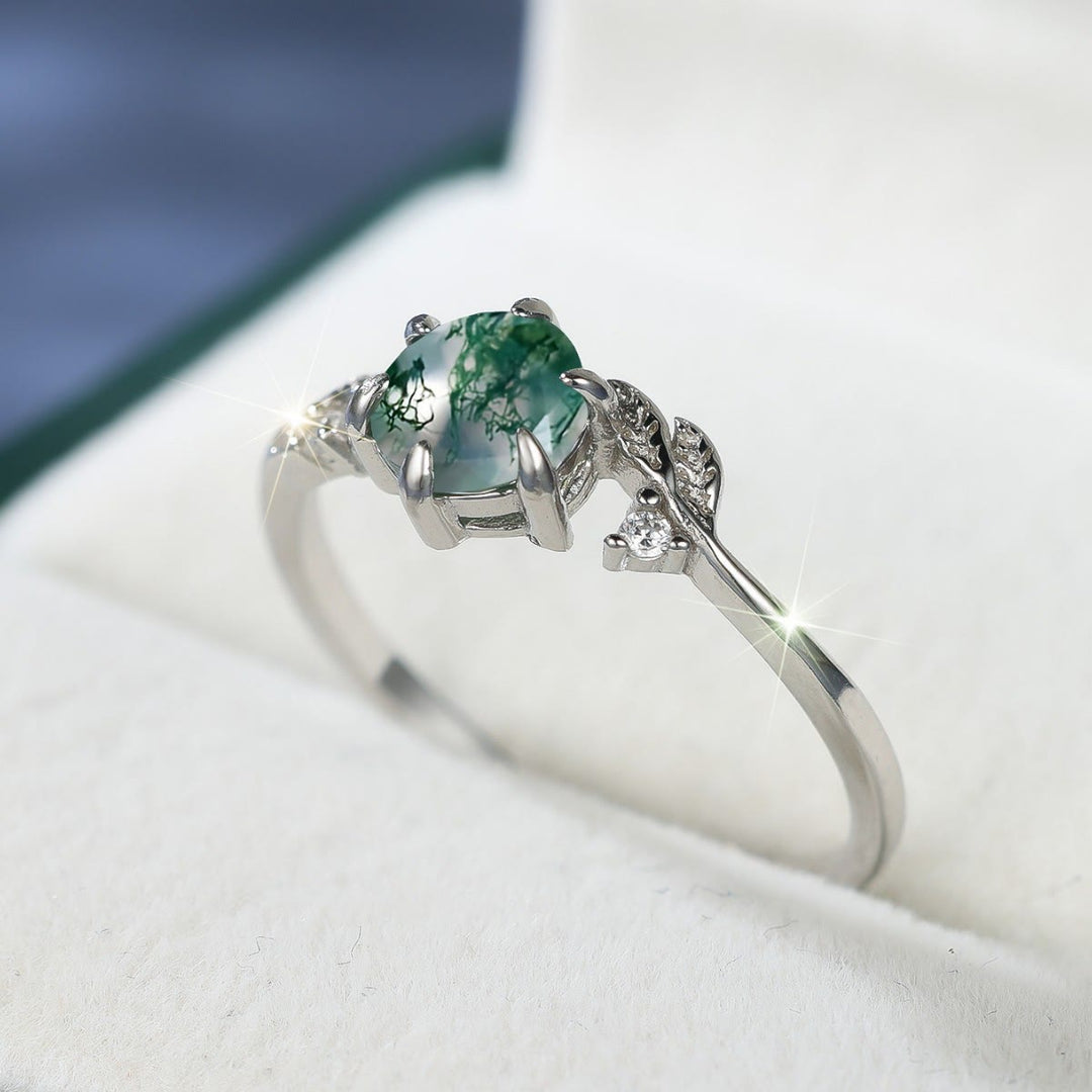 Olivenorma Natural Moss Agate Leaf Wrap Ring - image 3