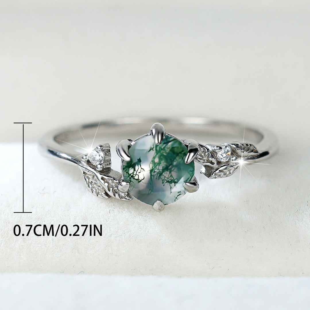 Olivenorma Natural Moss Agate Leaf Wrap Ring - image 4