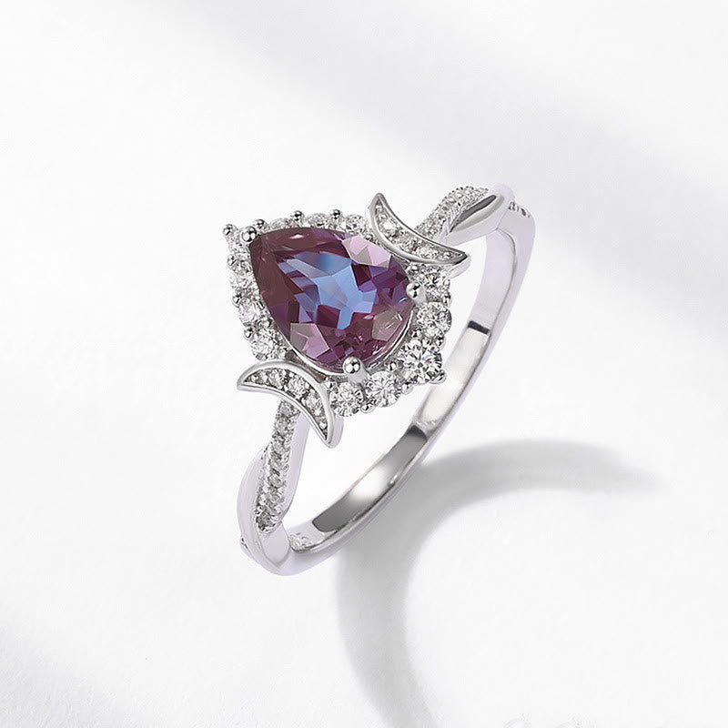 Olivenorma 2Pcs Pear Cut Alexandrite Ring Set - image 2