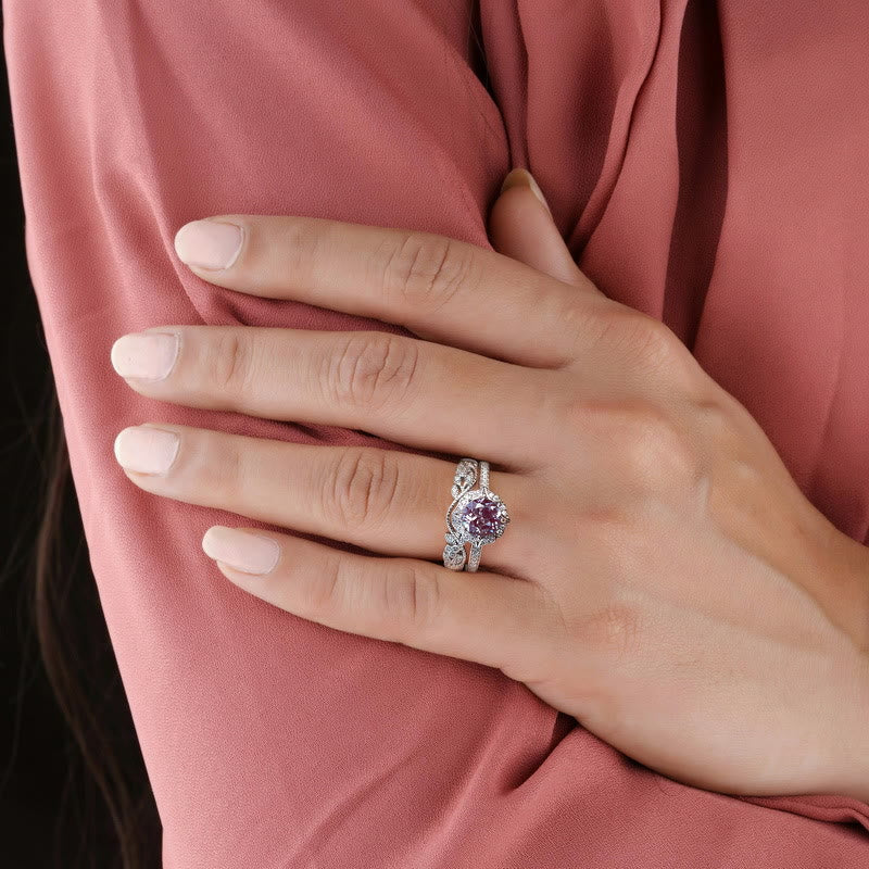 Olivenorma 2Pcs Natural Alexandrite Vintage Carved Ring Set - image 1