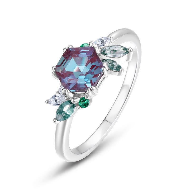 Olivenorma Natural Alexandrite Geometric Hexagonal Cut Ring - image 4