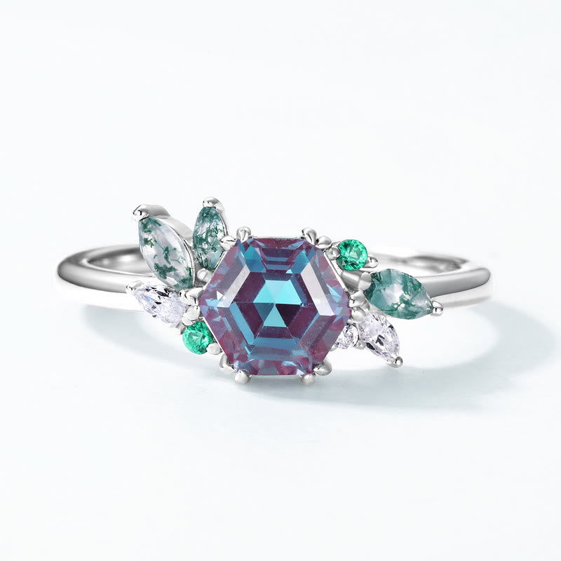 Olivenorma Natural Alexandrite Geometric Hexagonal Cut Ring - US 8 - image 0