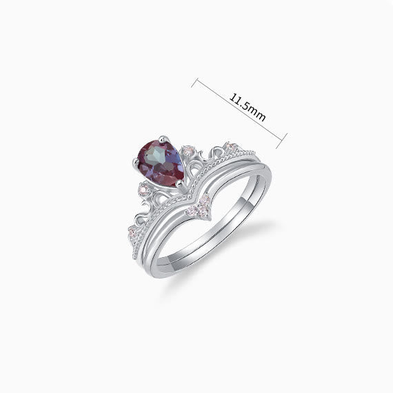 Olivenorma 2Pcs Natural Alexandrite Vintage Palace Ring Set - image 5