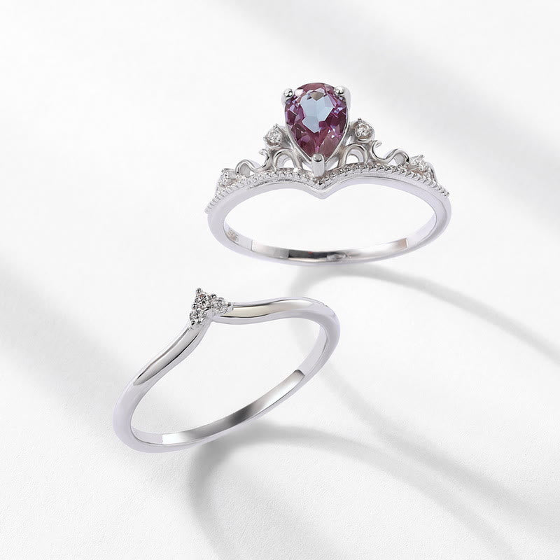 Olivenorma 2Pcs Natural Alexandrite Vintage Palace Ring Set - image 3