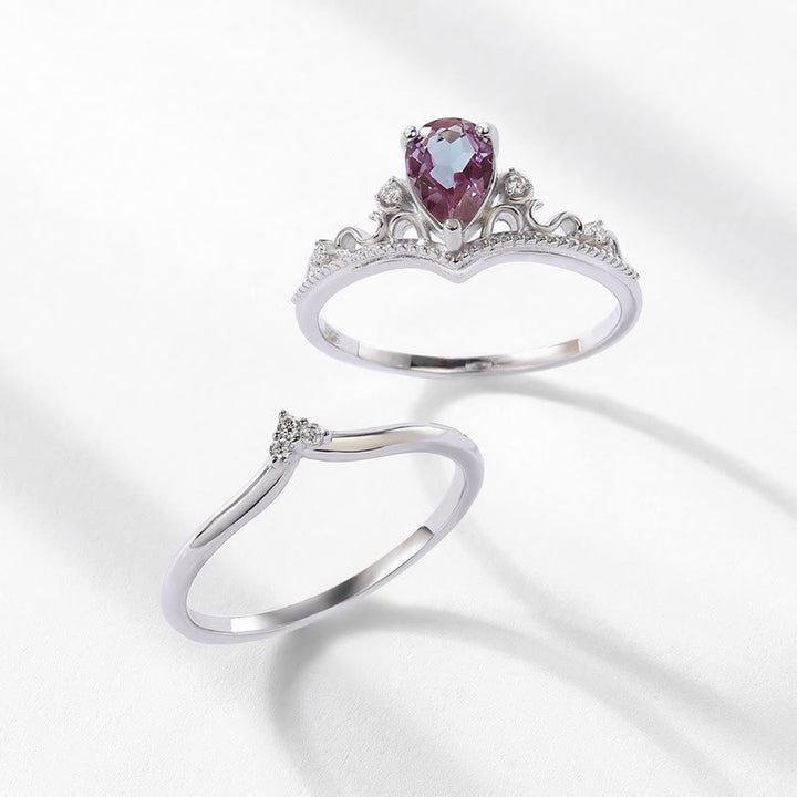 Olivenorma 2Pcs Natural Alexandrite Vintage Palace Ring Set - image 3