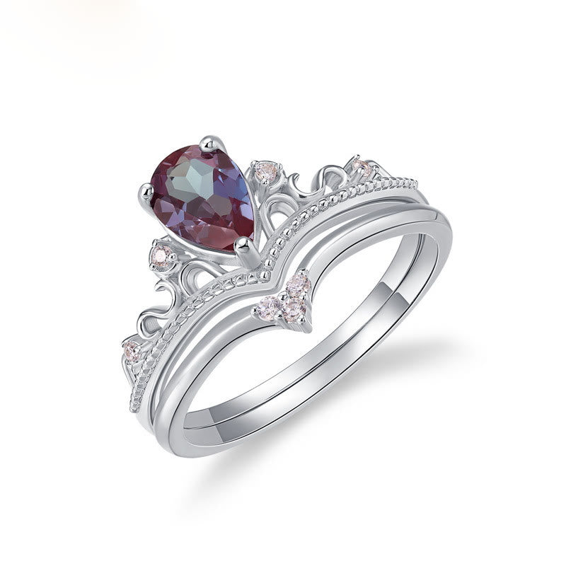 Olivenorma 2Pcs Natural Alexandrite Vintage Palace Ring Set - image 4