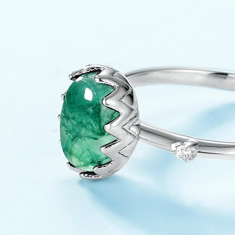 Olivenorma Round Cut Natural Moss Agate Pendant Jewelry Set - image 14