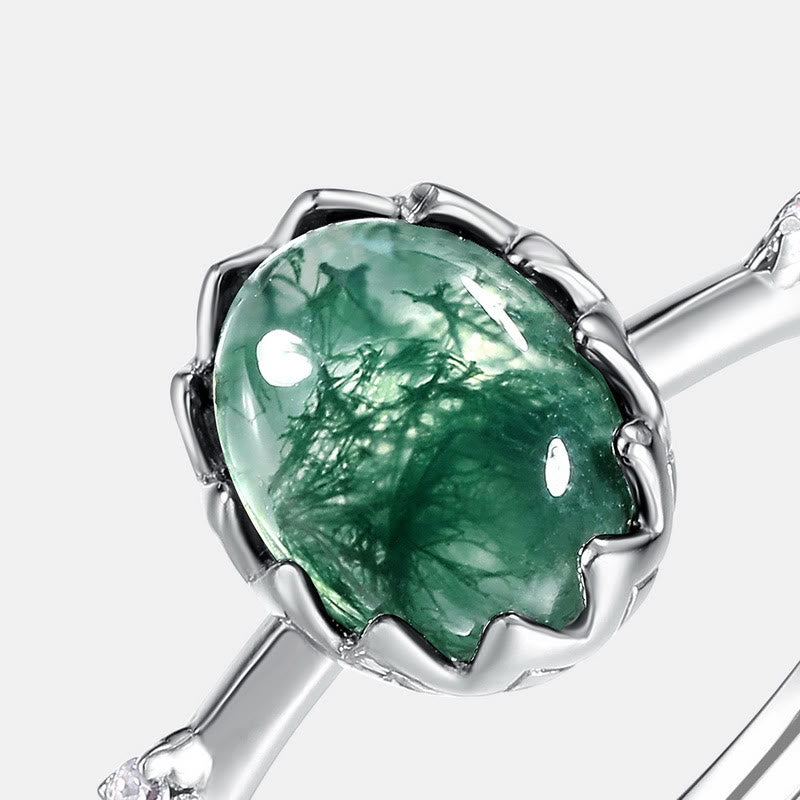 Olivenorma Round Cut Natural Moss Agate Pendant Jewelry Set - image 15