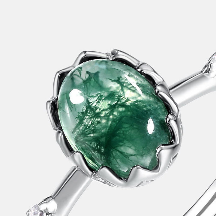 Olivenorma Round Cut Natural Moss Agate Pendant Jewelry Set - image 15