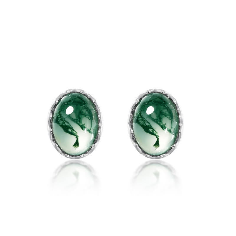 Olivenorma Round Cut Natural Moss Agate Pendant Jewelry Set - Earrings - image 1