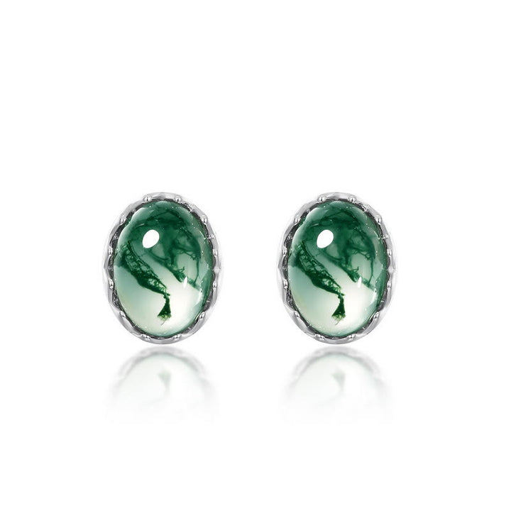 Olivenorma Round Cut Natural Moss Agate Pendant Jewelry Set - Earrings - image 1