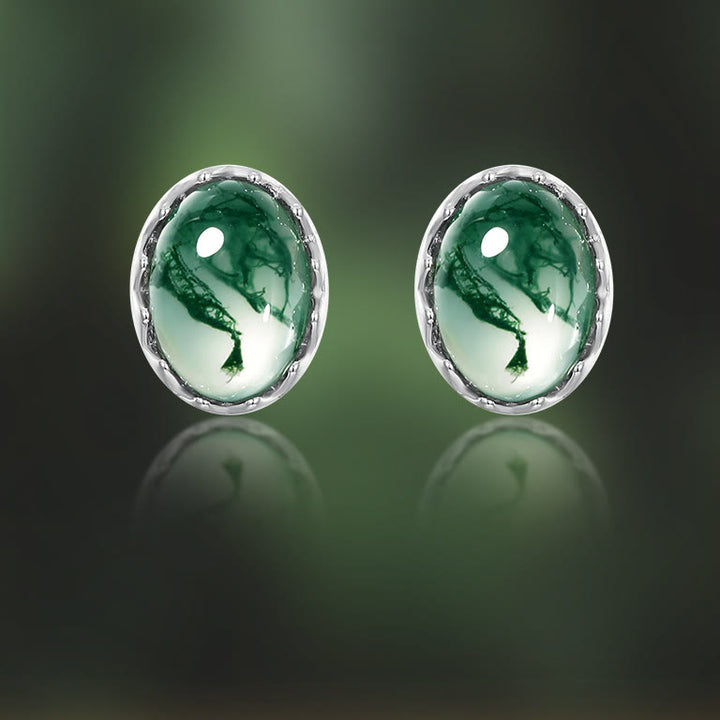 Olivenorma Round Cut Natural Moss Agate Pendant Jewelry Set - image 5