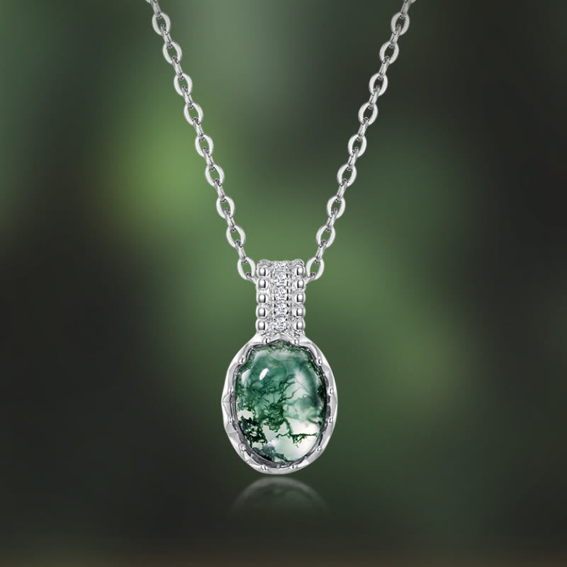 Olivenorma Round Cut Natural Moss Agate Pendant Jewelry Set - image 10