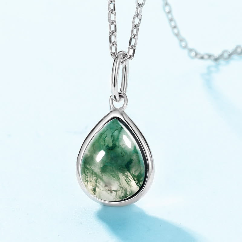 Olivenorma Pear Cut Natural Moss Agate Pendant Jewelry Set - image 10