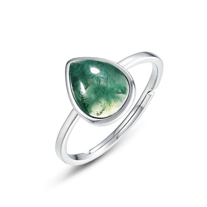 Olivenorma Pear Cut Natural Moss Agate Pendant Jewelry Set - Ring - image 14