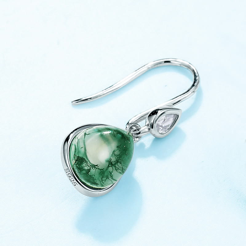 Olivenorma Pear Cut Natural Moss Agate Pendant Jewelry Set - image 4