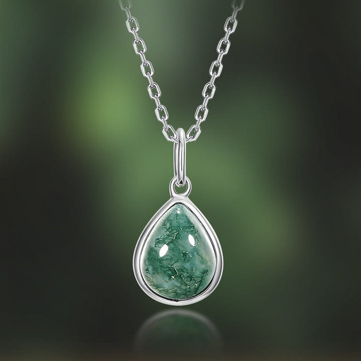 Olivenorma Pear Cut Natural Moss Agate Pendant Jewelry Set - image 12