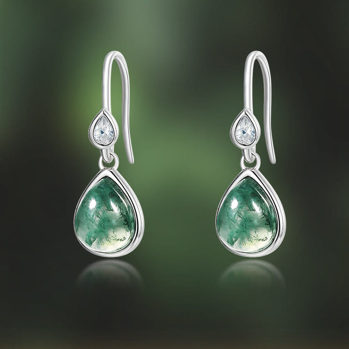 Olivenorma Pear Cut Natural Moss Agate Pendant Jewelry Set - image 6