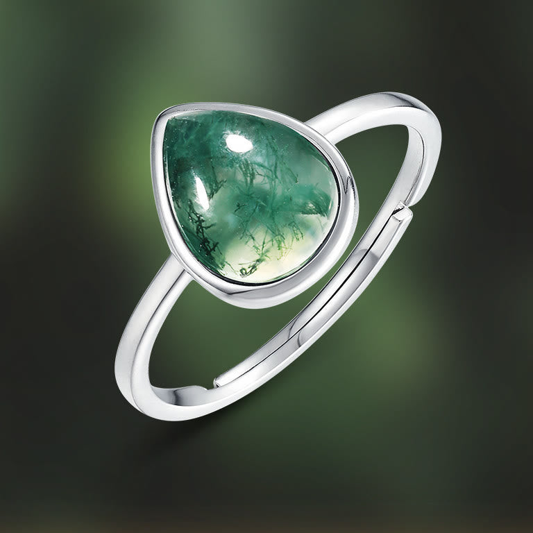 Olivenorma Pear Cut Natural Moss Agate Pendant Jewelry Set - image 17