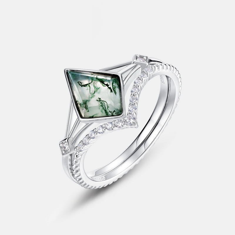 Olivenorma Kite Cut Natural Moss Agate Jewelry Set - image 4