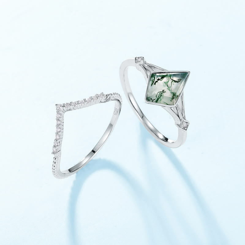 Olivenorma Kite Cut Natural Moss Agate Jewelry Set - image 3