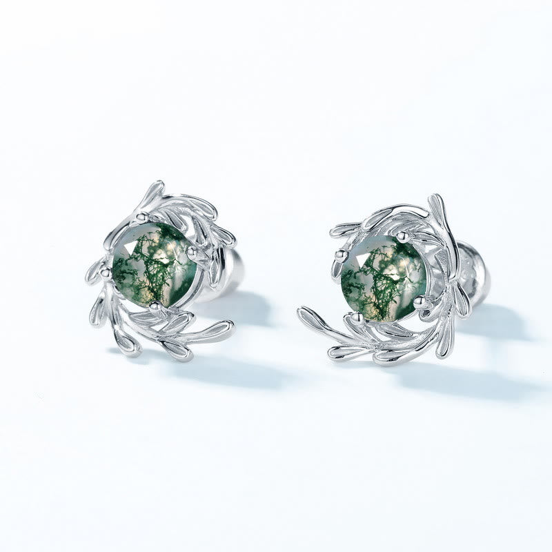 Olivenorma Natural Moss Agate Leaf Wrap Jewelry Set - image 4
