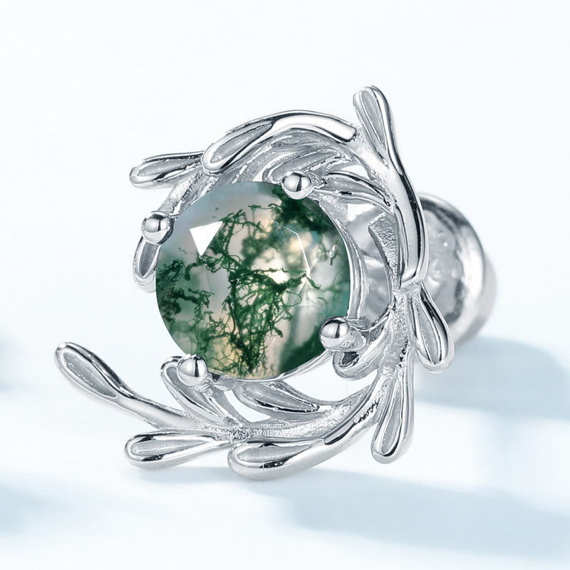 Olivenorma Natural Moss Agate Leaf Wrap Jewelry Set - image 6